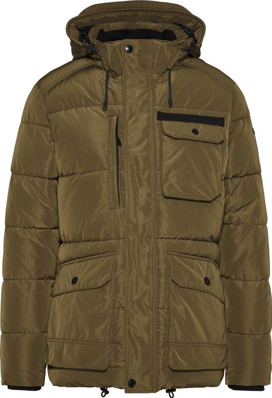 Bugatti - Messing-120 - Gewatteerde Jas - Zwart - Afneembare Capuchon, Waterafstotend