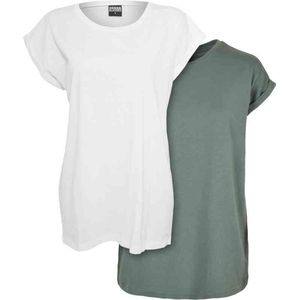 Urban Classics - Extended Shoulder 2-pack Top Wit Groen