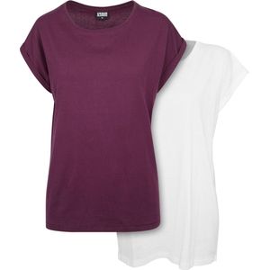 Urban Classics - Extended Shoulder 2-pack Top - Wit Paars