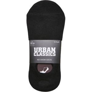 Urban Classics 10 paar unisex no show socks voor dames en heren, multipack in zwart, wit of met gemengde kleuren, maten 35-50, zwart.