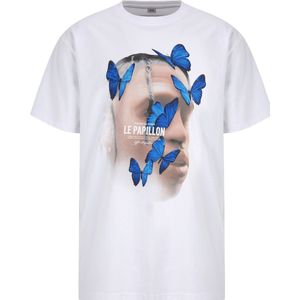 Mister Tee - Le Papillon Oversize Heren T-shirt - Wit