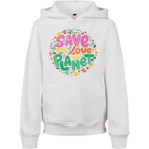 Mister Tee - Save And Love Kinder hoodie trui - Kids 110 116 - Wit