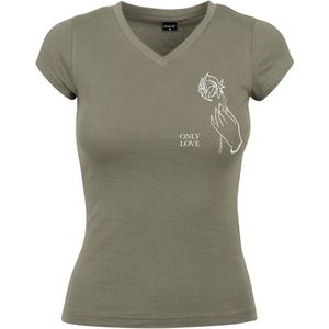 Mister Tee - Only Love Dames T-shirt - Olijfgroen