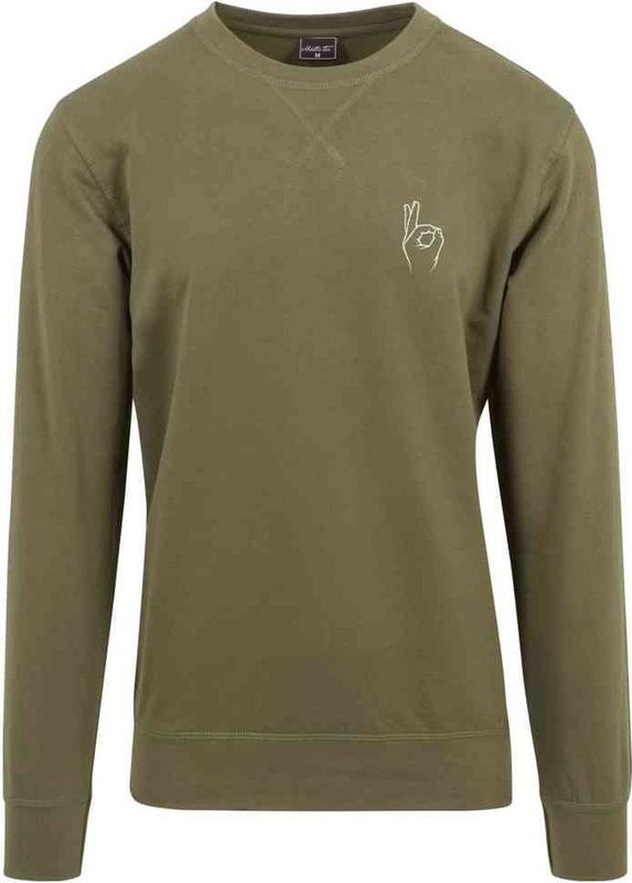 Mister Tee - Easy Sign Crewneck sweater trui - Olijfgroen
