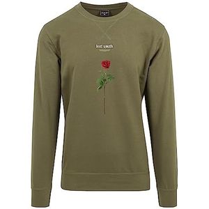 Mister Tee Lost Youth Rose Sweatshirt met ronde hals voor heren, olijfgroen, M