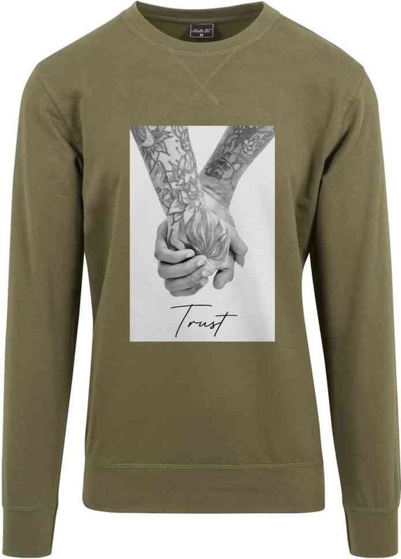 Mister Tee - Trust 2 0 Crewneck sweater trui - Olijfgroen