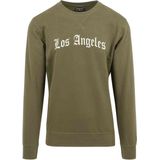 Mister Tee - Los Angeles Wording Crewneck sweater trui - Olijfgroen