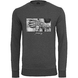 Mister Tee Heren Sweatshirt Pray 2.0 Crewneck Charcoal XL, antraciet, XL