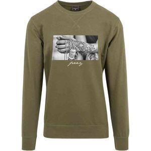 Mister Tee - Pray 2 0 Crewneck sweater - Olijfgroen