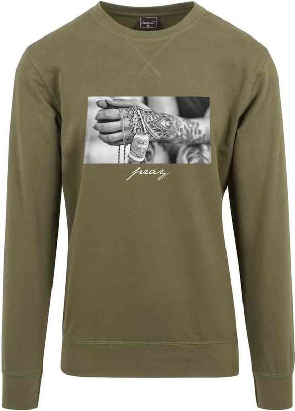 Mister Tee - Pray 2 0 Crewneck sweater - Olijfgroen