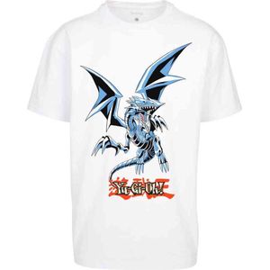 Mister Tee Yu-Gi-Oh - Yu-Ghi-Oh Blue Eyes Dragon Heavy Oversize Heren T-shirt - Wit