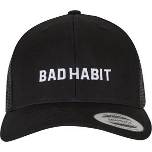 Mister Tee Heren Cap Bad Habit Retro Trucker, Trucker Cap met voorborduursel, One Size, zwart, Eén maat