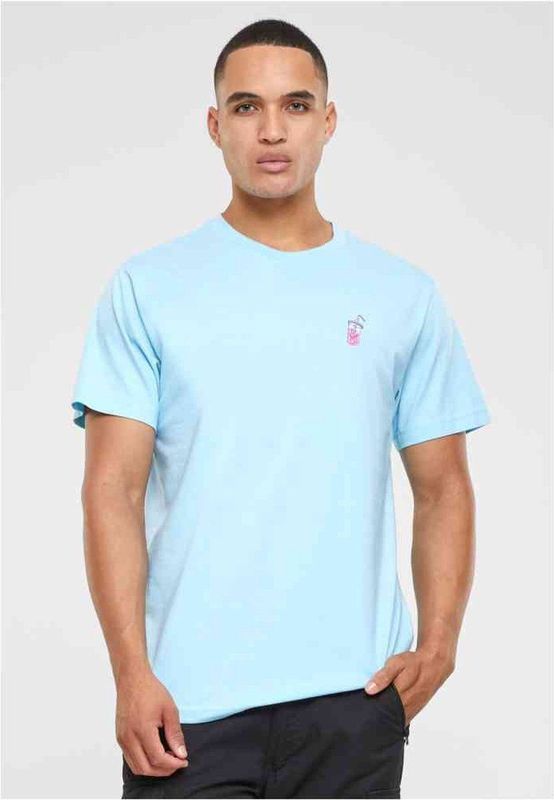 Mister Tee Shirt 'Good Vibes Drink'  blauw / lichtblauw / pink / wit