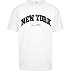 Mister Tee Upscale - New York College Oversize Heren T-shirt - Wit