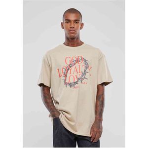 Mister Tee Upscale - God Loyalty Love Oversize Heren T-shirt - Beige