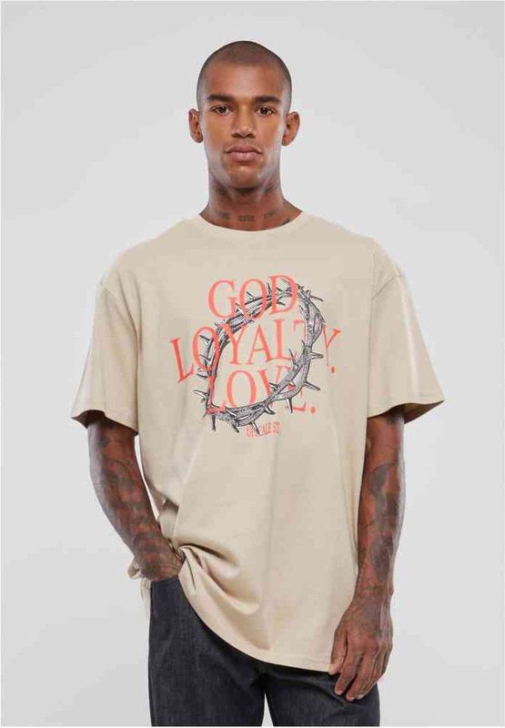 Mister Tee Upscale - God Loyalty Love Oversize Heren T-shirt - Beige