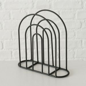 Boltze Ronia 2020334 Servethouder (servetdispenser ijzer zwart, gepoedercoat, afmetingen 18x18x6 cm, voor grote en kleine servetten, ovale vorm)