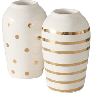 Boltze Home Vaas Beguna Ø6cm x 9cm Wit/Goud