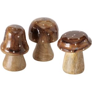Boltze Home Paddestoel Clozzy van Mangohout bruin met glanzende top H7cm Dia5cm