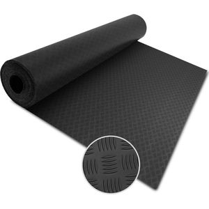 karatcommercial Rubber loper - Rubbermat - Diamond Cut - 2 mm - Zwart - 120 x 500 cm