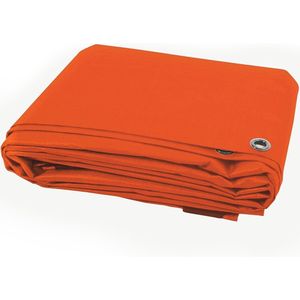 FLOORDIREKT Dekzeil - Stoffen Dekzeil - Beschermhoes - Bootzeil - Tentonderzeil voor Camping & Outdoor - Waterdicht - Met Zeilogen - 80 g/m² - Oranje - 8 x 10 m