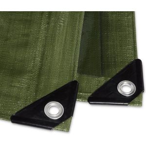 FLOORDIREKT Dekzeil - Beschermhoes - Bootzeil - Tentzeil - Onderzeil voor Camping & Buiten - Waterdicht - Met Ogen -Bouwzeil - 240 g/m² - Groen - 8 x 10 m