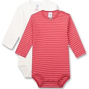 Sanetta Body met lange mouwen (dubbelverpakking) roze en off-white, berry, 68 cm