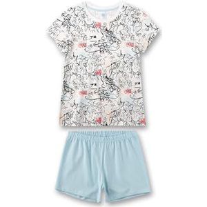 Sanetta Korte pyjama voor tieners, meisjes, shorty, 100% katoen, wit pebble, 128 cm