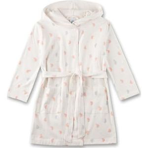 Sanetta Interlock Badjas voor meisjes, met capuchon, 100% biologisch katoen, wit pebble, 128 cm