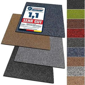 KARAT Moskou Tapijttegels 50 x 50 cm, zelfklevend, 4-delige set, 1 m² slijtvaste vilttegels met hoogwaardige lussenpool voor thuis of op kantoor, antistatisch met bitumenrug, antraciet