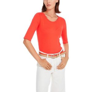 Marc Cain Rundhalsshirt "Heartbreaker" Premium Damenmode Uni T-Shirt aus stretchigem Cotton-Ripp