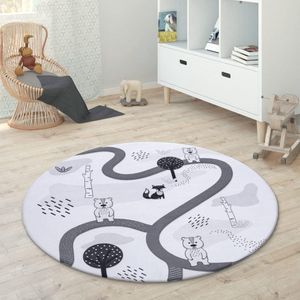 Paco Home Kindervloerkleed Kinderkamer Meisjes Jongens Ster Maan Olifant Regenboog Ø 120 cm Rund