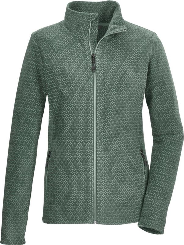 Killtec KOW Fleecevest - Dames Lange rits fleece - Green-Grey/Lt. Steel Mint Aop
