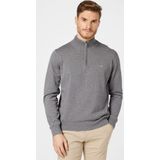 Fynch-Hatton - Troyer - Grijs - 100% Katoen - Casual Snit, Korte Rits, Lange Mouw