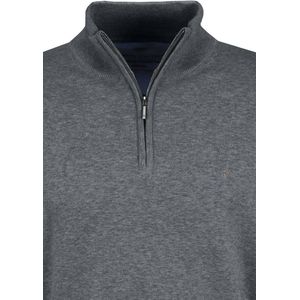 Fynch-Hatton - Troyer - Grijs - 100% Katoen - Casual Snit, Korte Rits, Lange Mouw