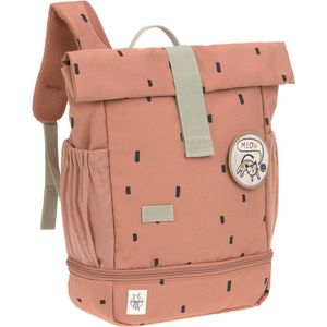 LÄSSIG Kleuterschoolrugzak kinderrugzak rolltop met borstband waterafstotend, 11 liter/mini rolltop backpack Happy Prints karamel, karamel, 32,5 cm, Kinderrugzak met roltop met borstband