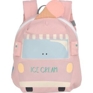 LÄSSIG Kleine kinderrugzak voor Kita kindertas, kerstrugzak met borstband, 20 x 9,5 x 24 cm, 3,5 l/Tiny Backpack Ice Cart, roze, Kinderrugzak