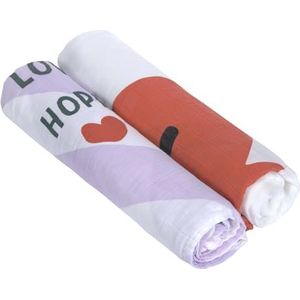 Lässig Swaddle Heavenly Soft Happy Rascals Heart Lavender 120 x 120 cm 2-Pack