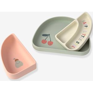 Baby Teller-Set aus Silikon Happy Fruits LÄSSIG blush