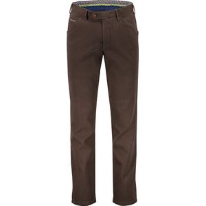 Meyer katoenen broek Chicago bruin effen katoen flatfront model
