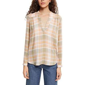 ESPRIT Blouse met ruitpatroon, 842/Peach 3, XXL