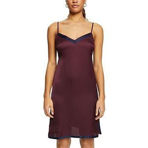 ESPRIT Bodywear Dames Satin Colour Block CVE Chemise, Bordeaux RED, 38