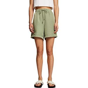 ESPRIT Pull-on shorts van satijn, licht kaki, 40