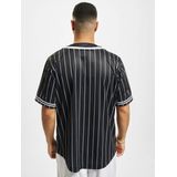 Karl Kani - Varsity Striped Baseball T-shirt - Zwart - Korte Mouwen - V-hals