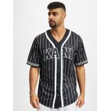 Karl Kani - Varsity Striped Baseball T-shirt - Zwart - Korte Mouwen - V-hals