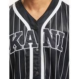 Karl Kani - Varsity Striped Baseball T-shirt - Zwart - Korte Mouwen - V-hals