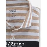 OLYMP 24/7 Level 5 body fit overhemd, korte mouw, tricot, natuur dessin