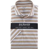 OLYMP 24/7 Level 5 body fit overhemd, korte mouw, tricot, natuur dessin