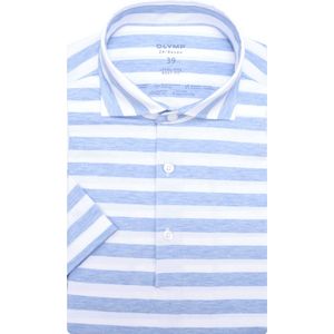 OLYMP - 24/Seven Level Overhemd - Blauw Gestreept - Katoen/Elastaan