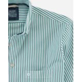 OLYMP - Casual Overhemd - Groen Gestreept - Popeline - Korte Mouw
